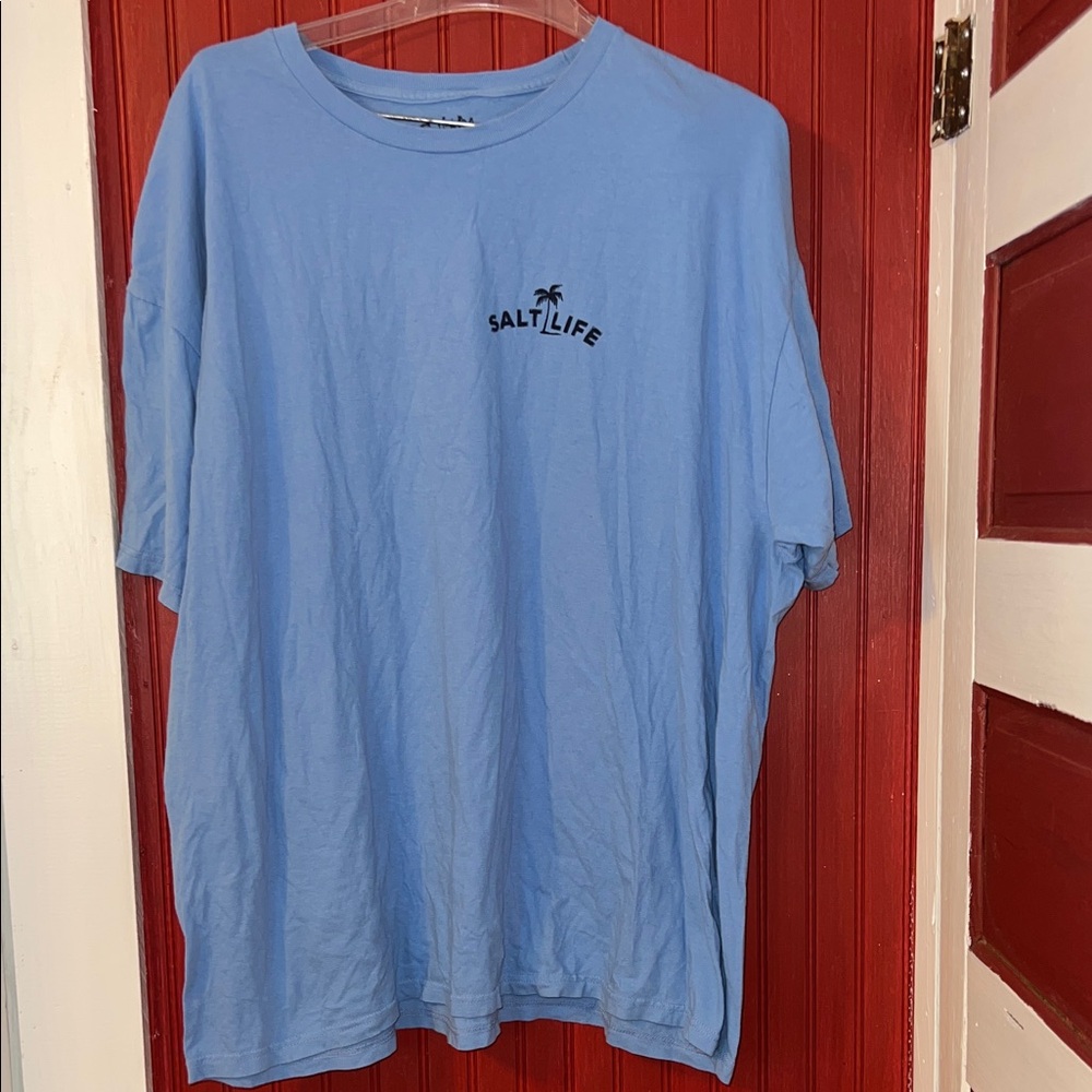 Salt Life Men's Light Blue Jeep Fishing Beach Short Sleeve Tee XL - Picture 2 of 6